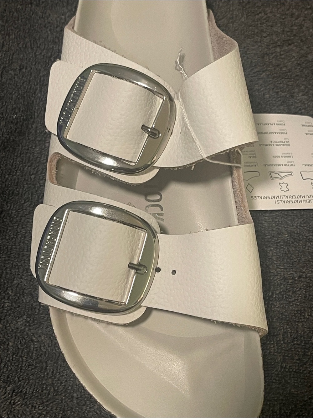 NWT BIRKENSTOCK Big Buckle White Natural Leather Sandals Women's US 11 Narrow - Picture 8 of 16